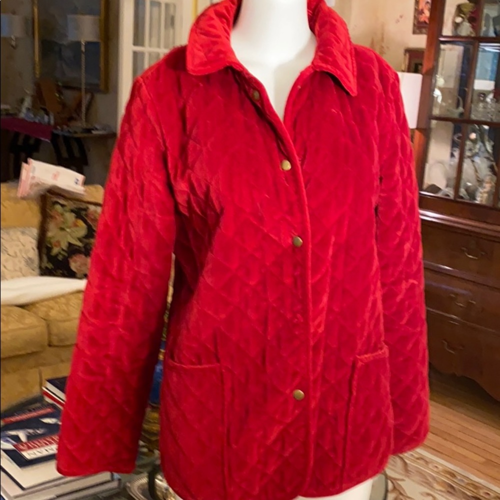 Quilted red velvet field jacket